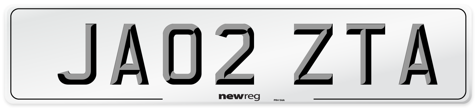 JA02 ZTA Number Plate from New Reg